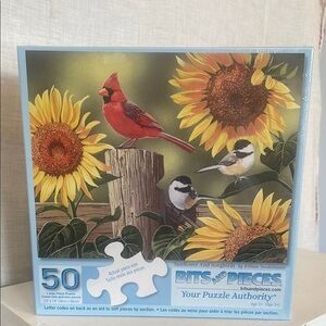 Sunflower and Songbirds Puzzle - 50 Pieces - Colorful Bird Design
